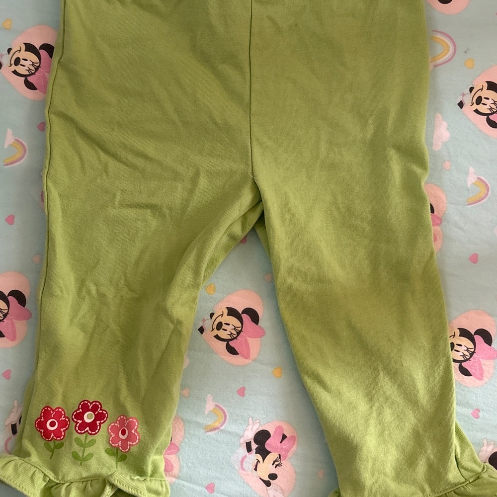 Green Kids Casual Bottoms with Floral Design